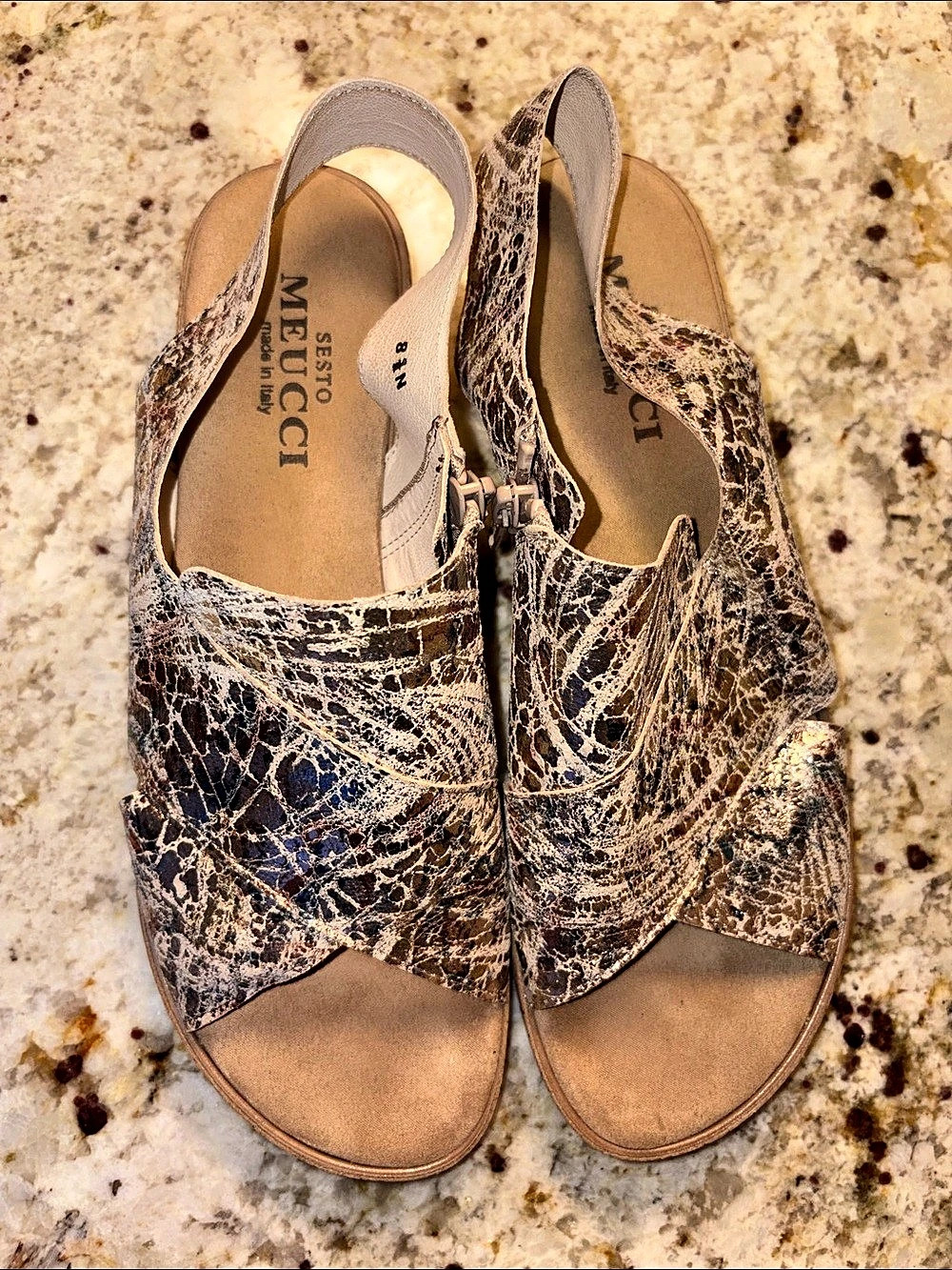 Sesto Meucci Abstract Metallic Sandals